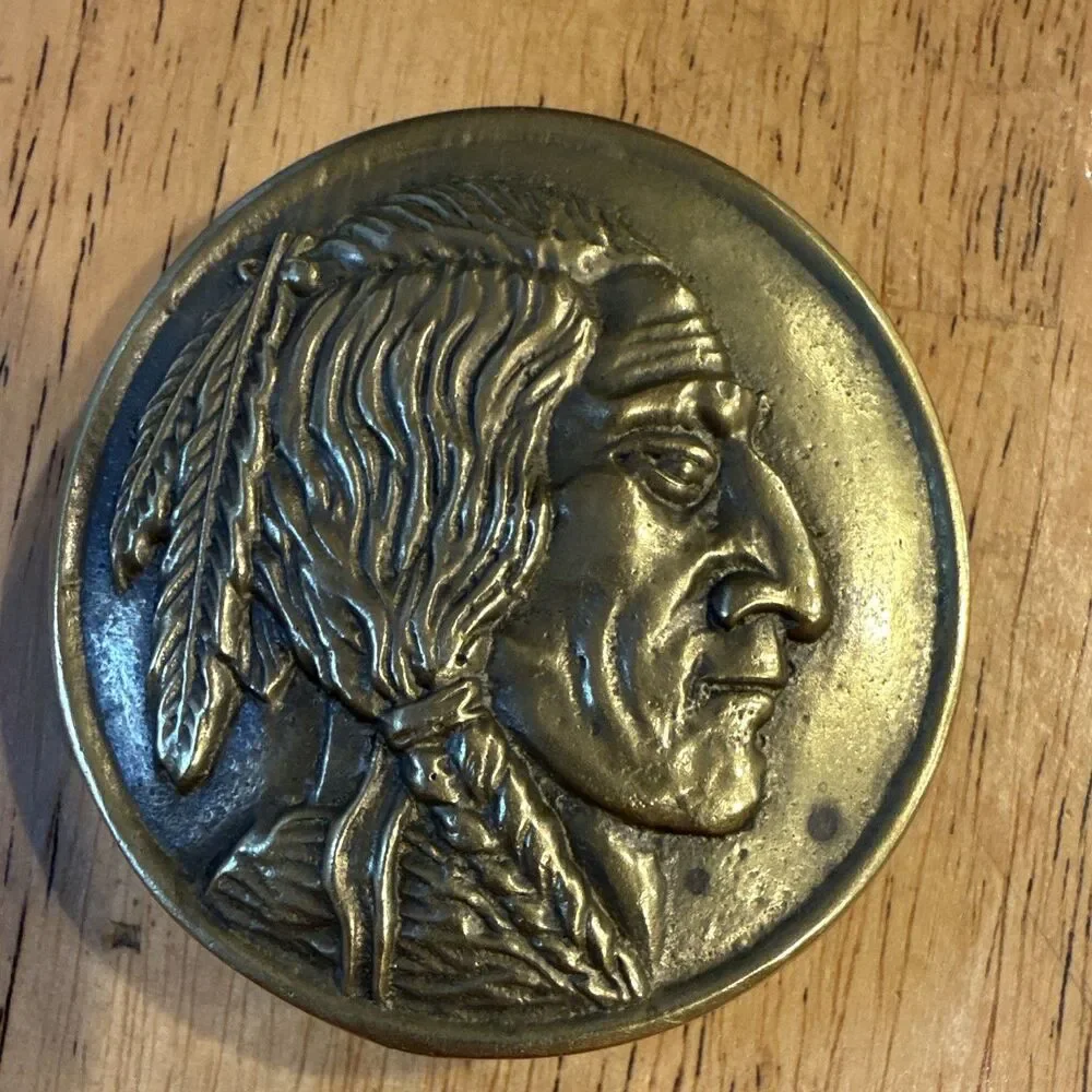 1970s vintage solid brass belt buckle manufactured for Baron Buckles of CA